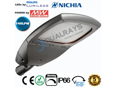 Dualrays S5 Series 210W Intelligent LED Street Light,140LPW efficiency , IP66 ,5 years guarantee